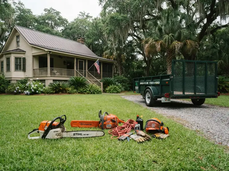Professional tree removal equipment ready Professional tree removal equipment ready