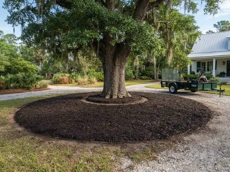 Proper mulch installation around tree