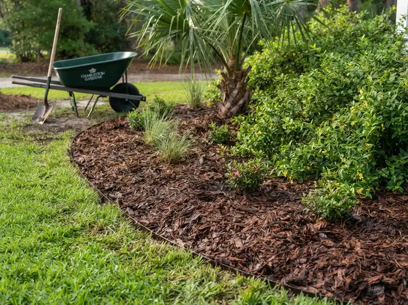 Fresh organic mulch installation service