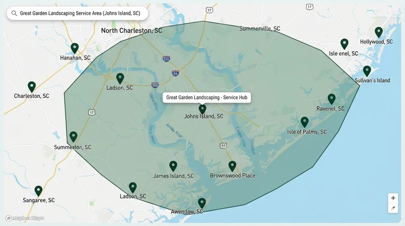 Service Area Map for Great Garden Landscaping